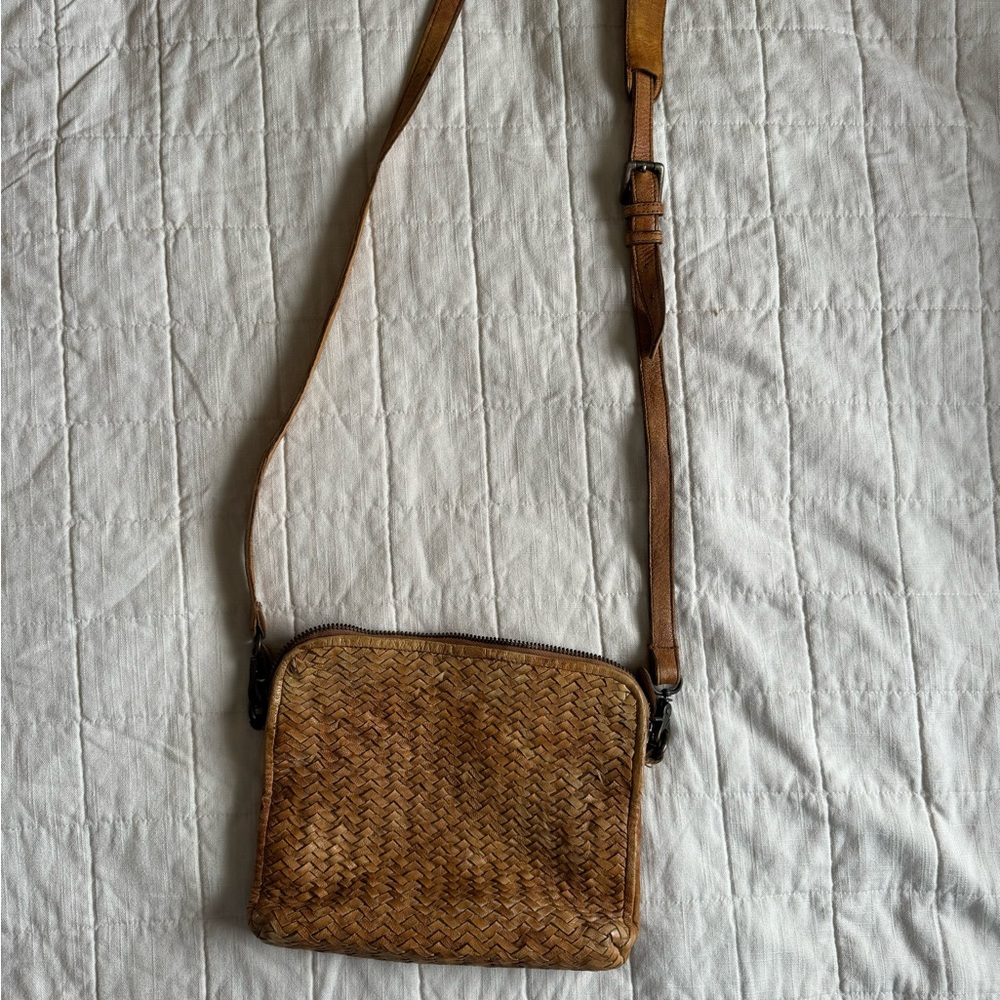 Anthropologie woven leather crossbody purse by Tano